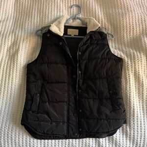 Skies Are Blue Black Vest with Soft Cream Trim